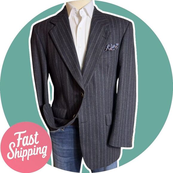 Vintage HUGO BOSS Mens Blazer Sport Coat Two Button Jacket 42R Gray VBC WOOL - Picture 1 of 14